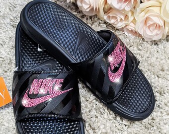 pink nike slides