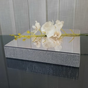 Alzata per torta a specchio quadrata altezza 2 pollici, alzata per torta quadrata con lati in strass, alzata per torta quadrata per matrimonio in argento, alzata per torta dorata bellissima