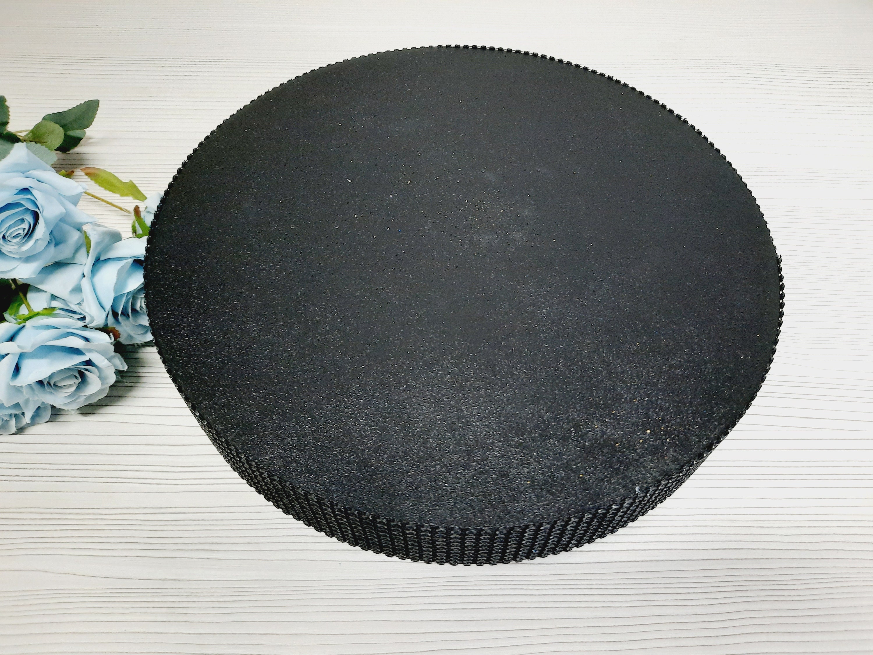 Cake Stand Round Black With Rhinestone Sides Height 4 Inches, Wedding ...