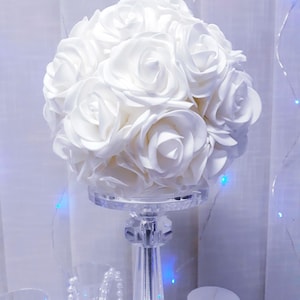 Wedding flower ball, white roses wedding ball, flower ball, table centerpieces, table flower ball, bouquet alternative, flowers centerpieces