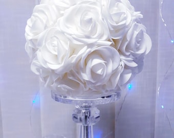 Wedding flower ball, white roses wedding ball, flower ball, table centerpieces, table flower ball, bouquet alternative, flowers centerpieces
