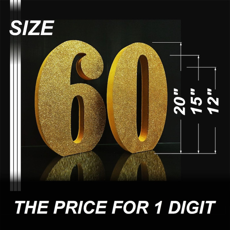 Large Numbers Gold, Styrofoam 3D Numbers, Graduation Centerpiece, Foam ...