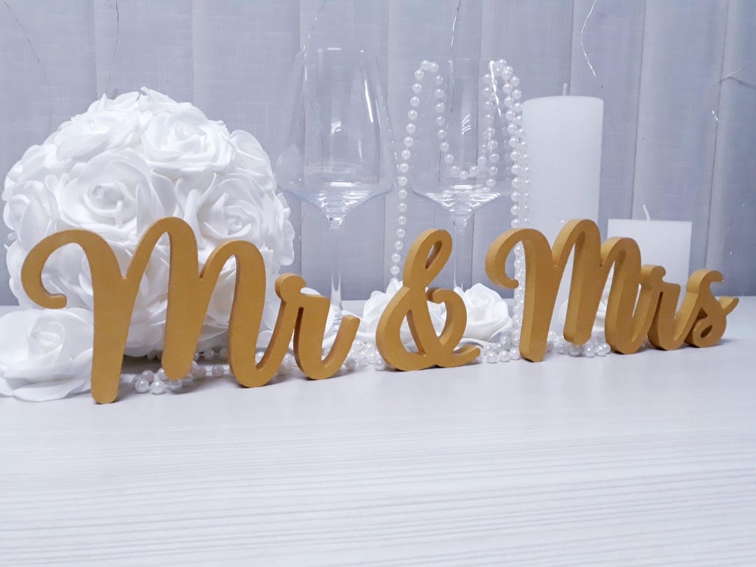Mr and Mrs, Gold Ceremony Signs, Mr and Mrs Signs Gold, Anniversary ...