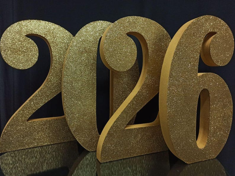 Large Numbers Gold, Styrofoam 3D Numbers, Graduation Centerpiece, Foam ...