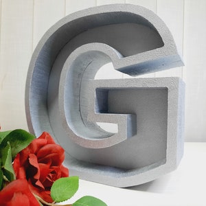 Letras rellenables de espuma de poliestireno hueca, letras rellenables de plata, caja de corazón vacía, caja de letras de relleno de regalo, letras huecas de decoración, letras de pieza central