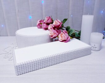 SET of 2 wedding cake stands, pearl cake stands, birthday cake stand, cupcake stand, round cake stand, white cake stands, round cake platter