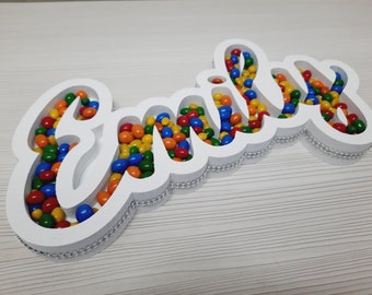 Decor Hollow names, Gift Fill name Box, Hollow Styrofoam Fillable name, Fillable letters, Empty Heart Box,  Centerpiece letters