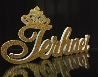 Sweet 16 Namensschild, Schaumstoff 3D Namensschild, Quinceanera Herzstück, Glitzer Namensschild, freistehendes Namensschild, Sweet 16 Partydekoration
