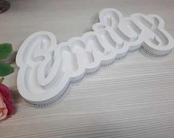 Hollow Styrofoam Fillable name, silver Fillable letters, Empty Heart Box, Gift Fill name Box, Decor Hollow names, Centerpiece letters