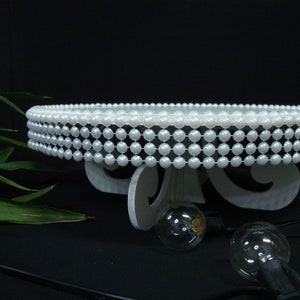 Cake stand white, round white cake stand with rhinestone sides, wedding cake stand, pearl beautiful cake stand