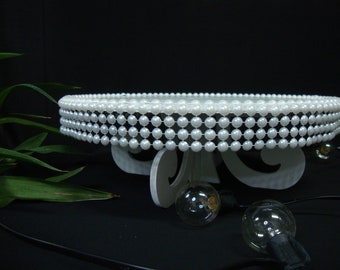 Cake stand white, round white cake stand with rhinestone sides, wedding cake stand, pearl beautiful cake stand