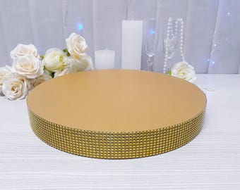 Wedding cake stand, cake stand, gold cake stand, 16 inch round cake stand, round cake stand, round gold cake stand with rhinestone sides