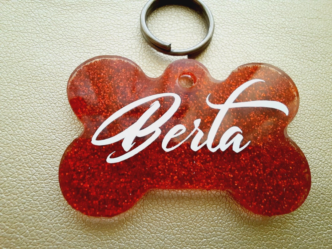 Glitter Dog Tags Red Glitter Pet Tag Pet ID Tag Glitter Etsy UK