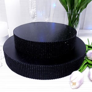 Cake stand round black with rhinestone sides height 4 inches, round cake stand for wedding, black beautiful cake stand, wedding cake stand