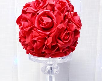 Wedding flower ball, table centerpieces, red roses wedding ball, flower ball, table flower ball, flowers centerpieces, bouquet alternative