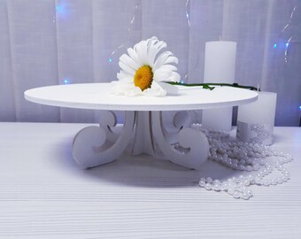 Birthday cake stand, white wedding cake stand, wooden cake stand, round white cake base, cake stand for wedding, bridal shower, anniversary