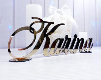 Freestanding name sign, sweet 16 name sign, sweet 16 decorations, table nameplate, gold name sign, birthday name sign, sweet 16