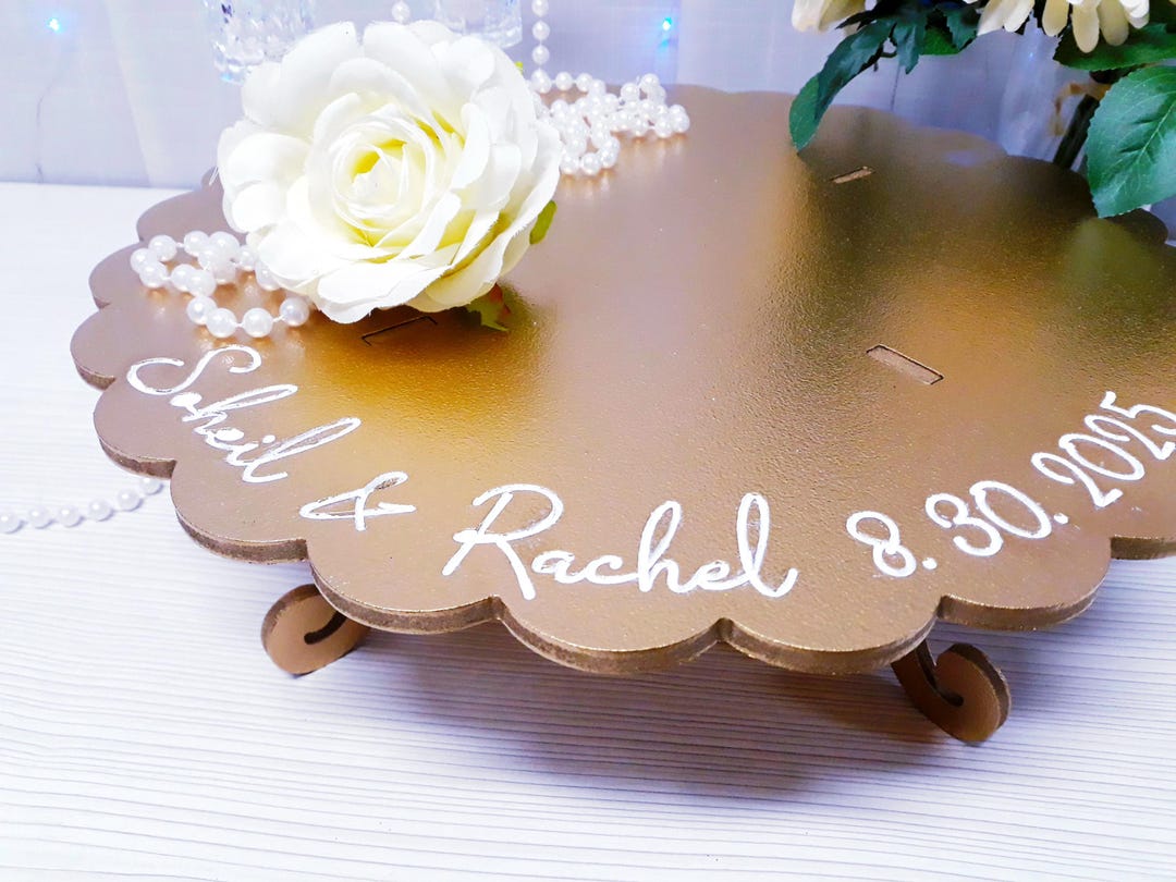 Personalized Wedding Cake Stand, Gold Cake Stand, Wooden Cake Stand ...