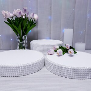 SET of 3 pearl cake stands, pearl cake stands, white birthday cake stands, cake stand white, round white cake stand, wedding cake stands