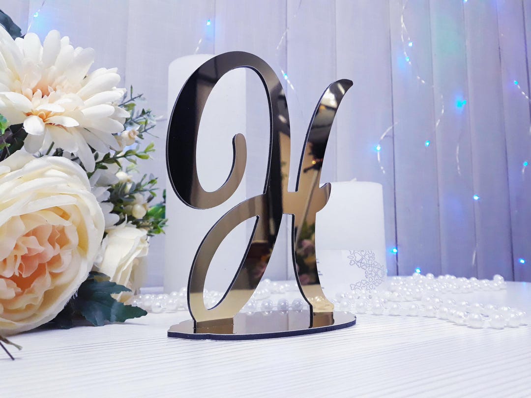 Gold Table Letters, Table Setting, Custom Table Initials, Mirror Table ...
