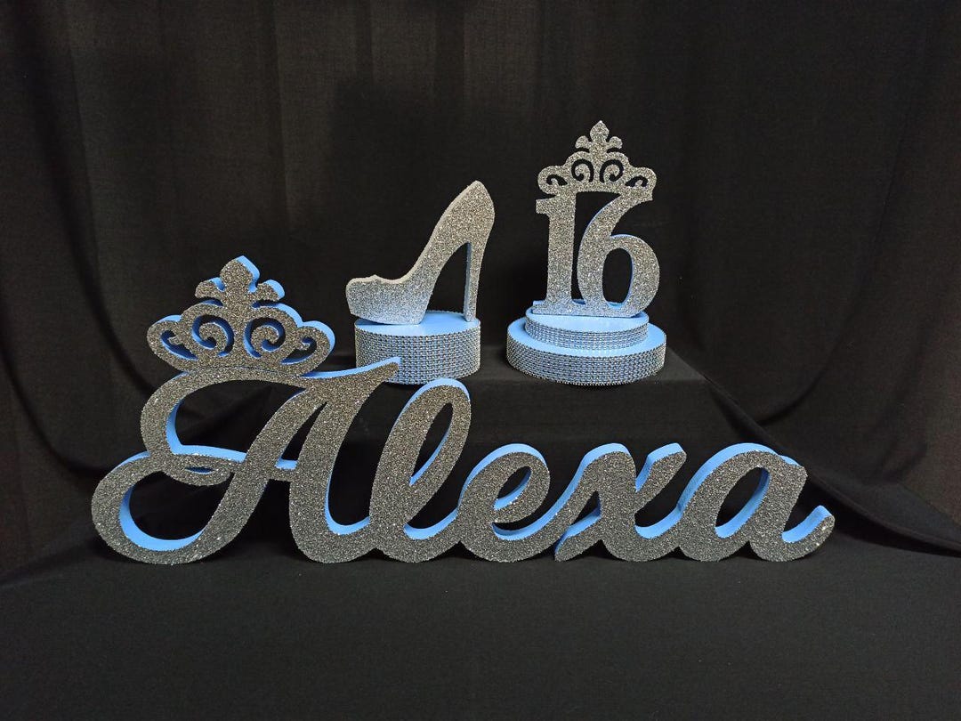 Sweet 16 Name Sign, Quinceanera, Quince Cinderella Centerpiece, Light ...