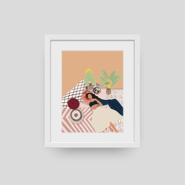 Indian Art Print | Bohemian Desi Girl Illustration