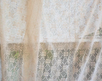 刺繍入りフィレレースベッドカバーアンティークパネル手刺繍リネン