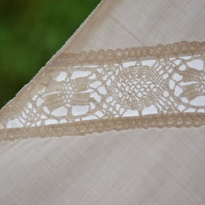 Antique French Pillowcase Vintage Bedding Pillow Sham Pillow Case Cushion White Crocheted Lace Handmade Rustic Romantic Old