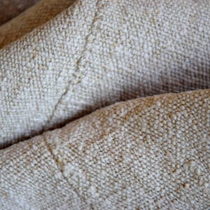 Very HEAVY Nubby Pure Hemp Sheet Canvas Antique Rustic Material 麻 Homespun Farmhouse Organic Linen Woven Upholstery Fabric Vintage French