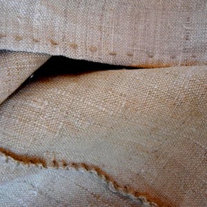 HEAVY 1400 g French Pure Hemp Sheet Canvas Antique Rustic Material 麻 Homespun R Monogram Organic Linen Handwoven Upholstery Fabric Vintage