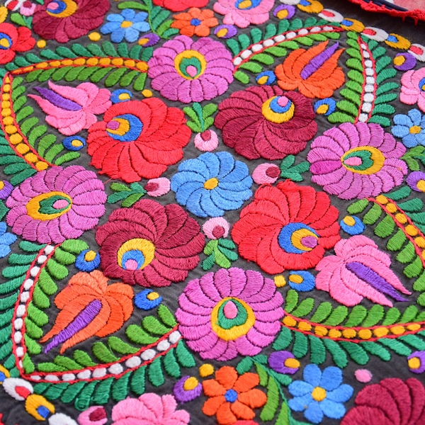 Antique Authentic Vintage Hungarian Matyo Handmade Embroidered Pillowcase Needlework With Floral Motives c 1920s' Old Folk