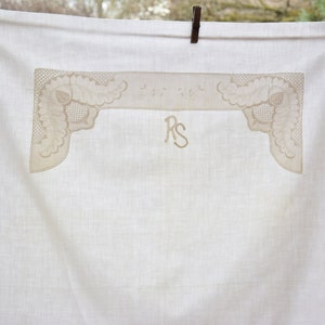 Antique Art Nouveau French Pillowcase Sham Vintage Bedding Cushion Cover Ancient Point Embroidery Handmade Openwork Needlework Rustic