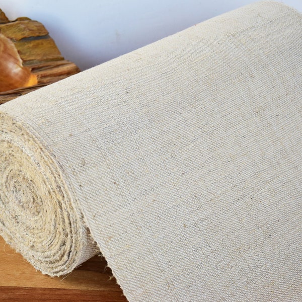 HEAVY Nubby (Price/Meter) Stair Runner Antique French Rustic Bolt Pure Hemp Roll Extra wide 21' Organic Linen Fabric Old Handmade