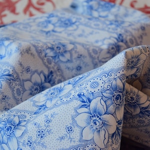 Antike blaue Blumenmuster Bettbezug Rustikale Bettwäsche Tröster Leinen Baumwolle Europäische Handgemachte Polsterstoff Alt
