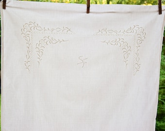 Antiker französischer Kissenbezug Sham Vintage Bettwäsche Kissenbezug Vintage Handarbeit Bestickt Durchbrochene Handarbeit Rustikal