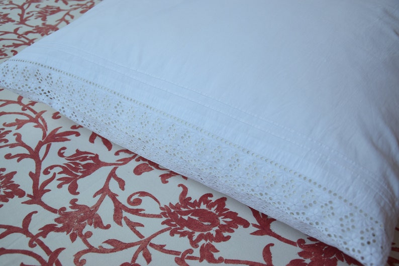 Antique French Pillowcase Handmade Richelieu Madeira Embroidered