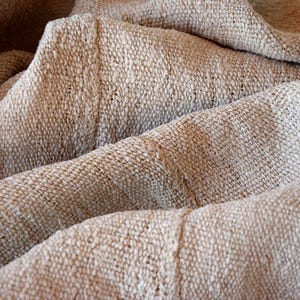 Very HEAVY Nubby Pure Hemp Sheet Canvas Antique Rustic Material 麻 Homespun Farmhouse Organic Linen Woven Upholstery Fabric Vintage French