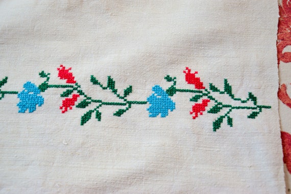 Antique Hungarian Hemp Apron Handmade Embroidered… - image 3