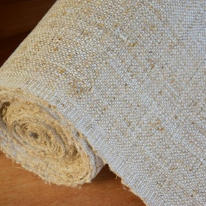HEAVY  Nubby 5 meters (Price/Meter) Antique French Rustic Bolt Pure Hemp Roll Organic Linen Stair Runner Upholstery Fabric Handmade Canvas