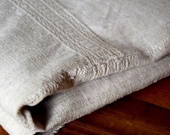 Heavy Nubby Antique Rustic Pure Hemp Tablecloth Organic Linen Homespun Canvas Farmhouse HandWoven Handmade Upholstery Fabric Old