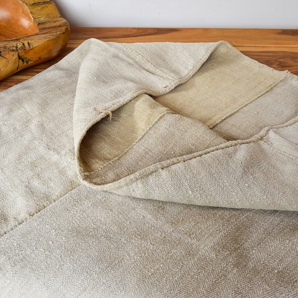 SELTENE Sehr schwere Nubby Antiker Getreidesack Großer Rustikaler Hanfkorn Sack Homespun Feedsack Vintage Tasche Handgemacht Handgewebte Bauernhaus Polsterung