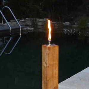 Fire column 50 cm garden torch wood oak patio torch oil torch oil lamp garden light fire beam