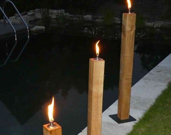 Eichenfackel Feuersäule Terrassenfeuer Gartenfeuer geölt 100 cm