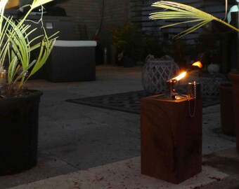 Bamboo Garden Torch Set 3PC Tiki Oil Paraffin Fire Torches Outdoor Lighting 60cm