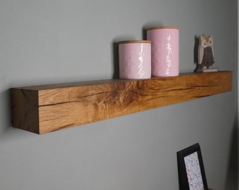 Estante flotante de madera maciza de roble