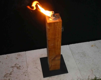 Colonna di fuoco rustica - la torcia da giardino realizzata con travi di quercia fiammate 50 cm - fiammate