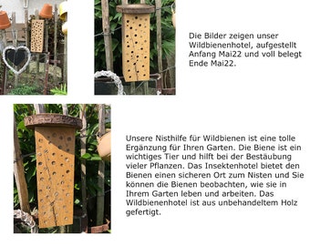 Bijenhotel stam insectenhotel wilde bijen eiken massief hout hardhout wilde bijenhotel nesthulp bijen (L