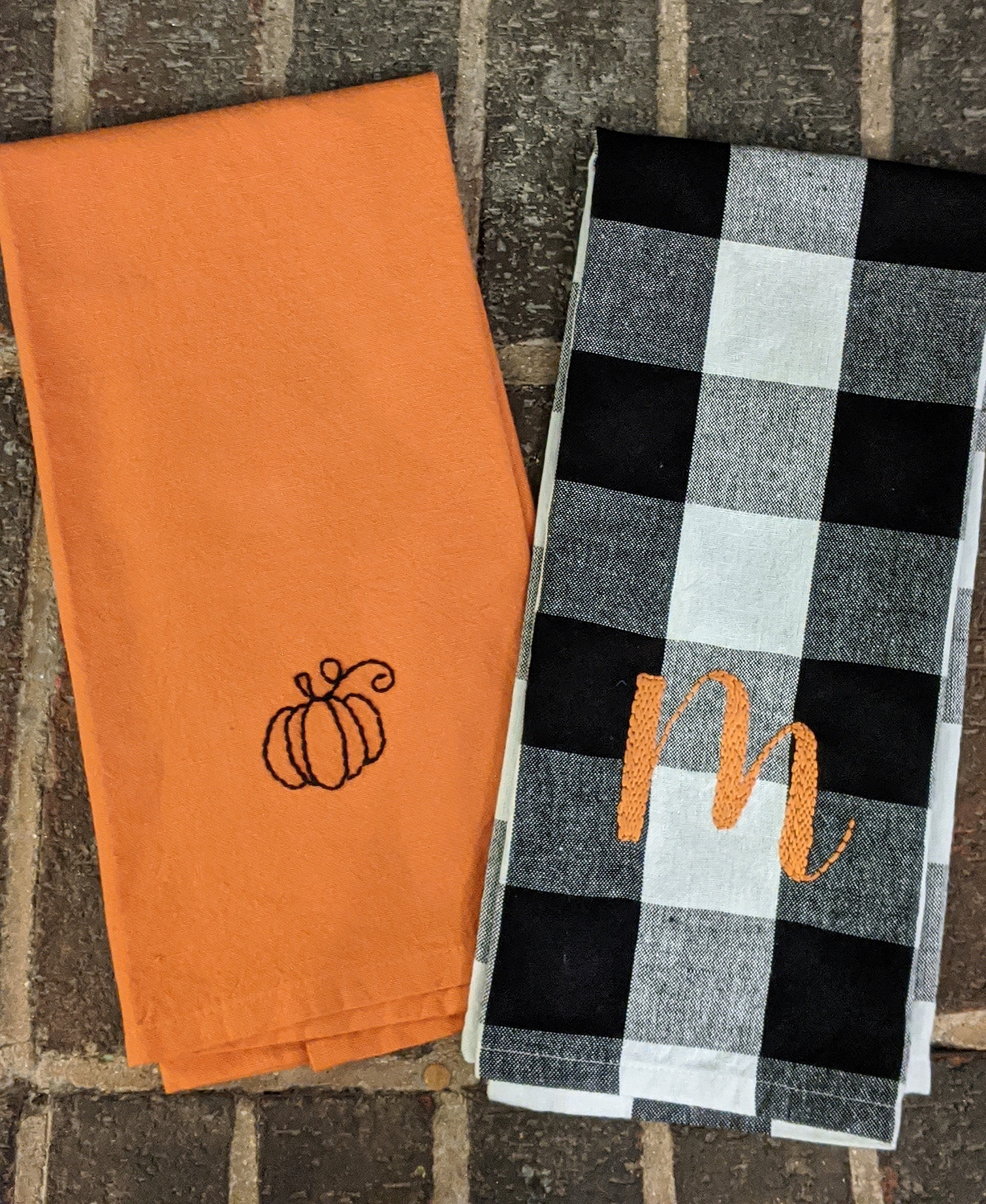 Monogrammed hand embroidered towels for Fall Etsy