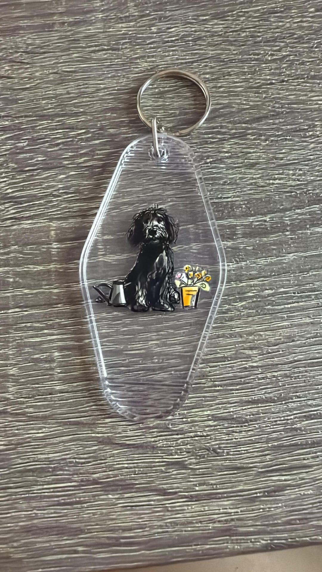 Cockapoo Motel Style Keyring – Retro Dog Keychain, Shiny UV DFT Sticker ...