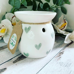 Grey Heart Wax melt burner - Beautiful hand decorated wax melt burner - Home decor - Wild Wax Burners